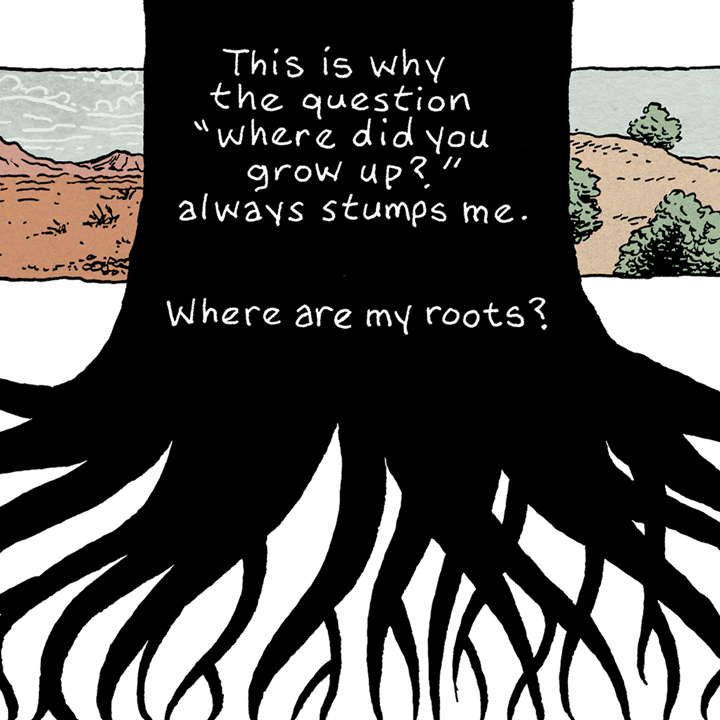 Image from memoir comic "Roots" by Nick Mullins