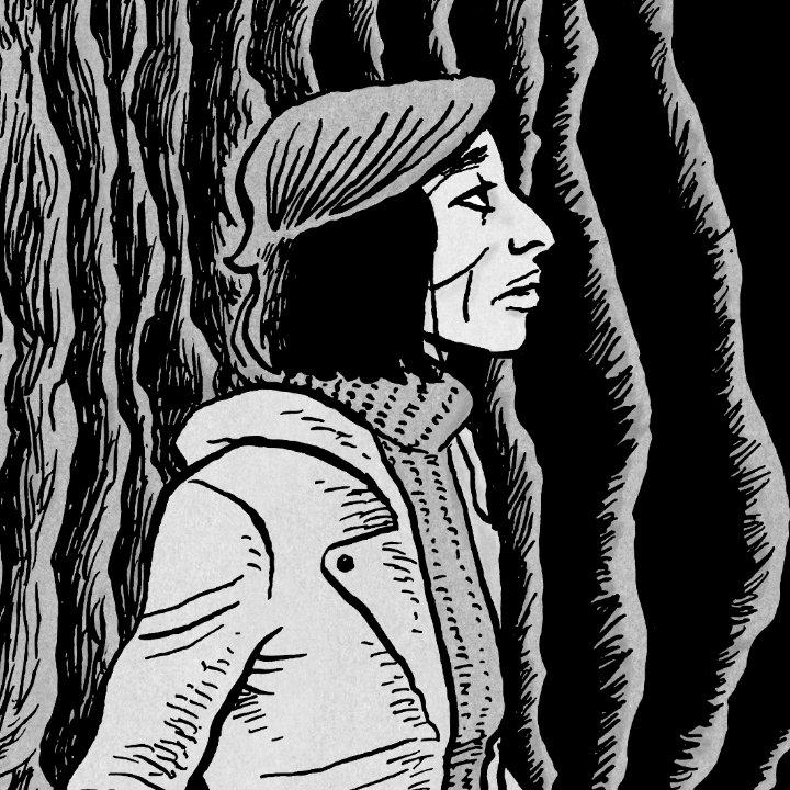 Panel from page 7 of the work-in-progress graphic novel Slough & Stair by Nick Mullins